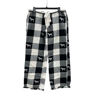 Pink Victoria’s Secret Black White Pajama Pants S Cotton Gingham Plaid Dogs